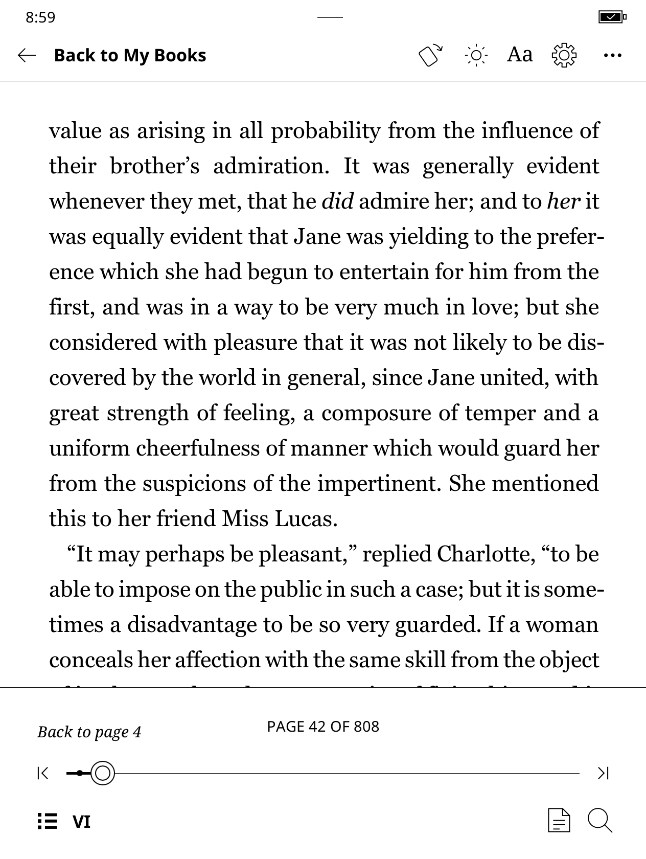 A reading page with the navigation and reading controls visible.