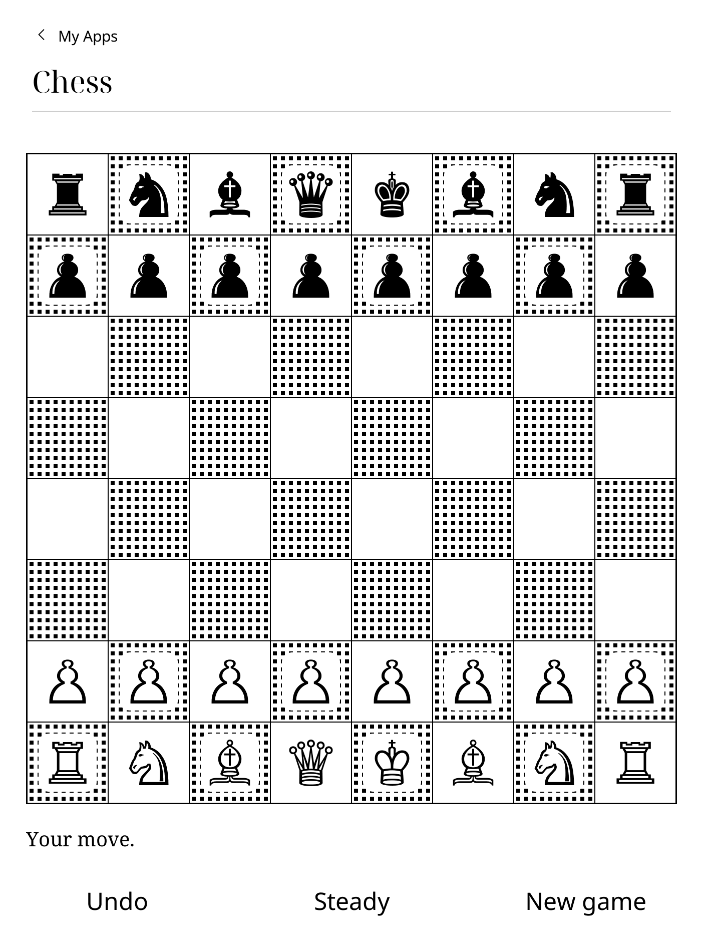 Chess on Paper Pure at the starting position.