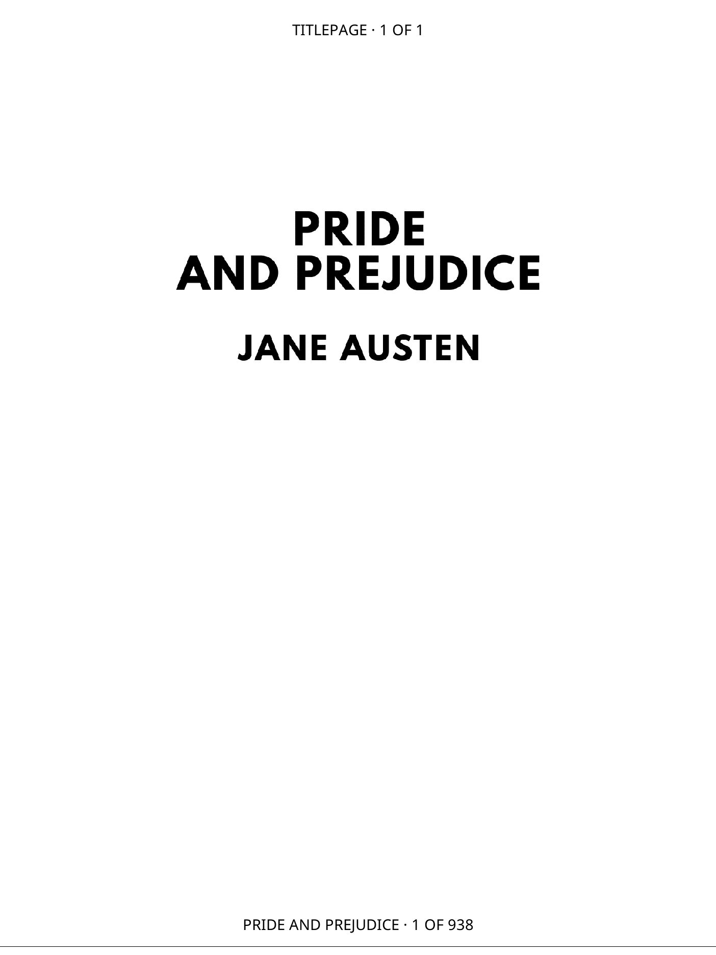 The Pride and Prejudice title page, with Jane Austen’s name.